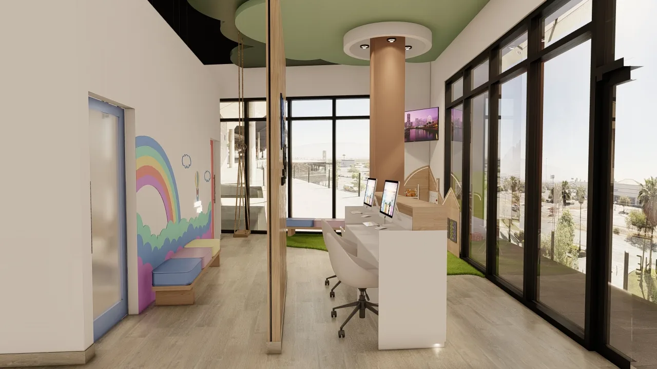 Recepción y área infantil de DC Kids & Family